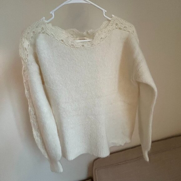 BEST Sezane Stacy Jumper Sweater Medium Ecru Ivory French Wool Mohair Knit - Picture 7 of 10